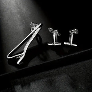 Fashionable Alloy Music Note Tie Clip And Cufflinks Set For Men - Business French Style Accessories