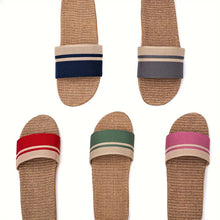 Load image into Gallery viewer, Stylish Striped Slides - Soft &amp; Breathable Open-Toe Flat Shoes - Perfect for Summer Lounging Indoors