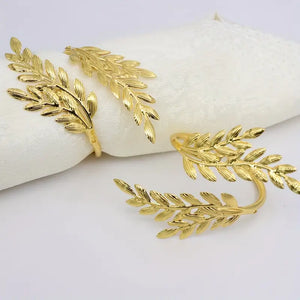 Wheat-Shaped Napkin Rings (4 Pieces) - Elegant Decorative Accents for Wedding, Dinner, Party Table Settings