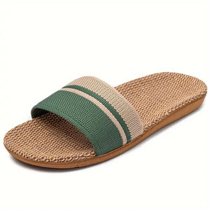 Unisex Stylish Striped Slides - Soft & Breathable Open Toe Flat Shoes - Perfect for Summer Lounging Indoors