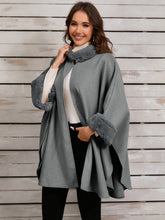 Load image into Gallery viewer, Fuzzy Trim Long Sleeve Poncho