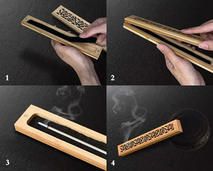 Elegant Wooden Incense Holder with Ash Catcher - Perfect for Aromatherapy, Meditation, Yoga and Spa