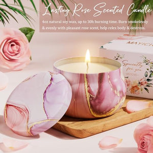 Self Care Gifts, Rose Relaxing Spa Gifts Basket w/ Luxury Flannel Blanket, Unique Valentines Day Gifts for Her