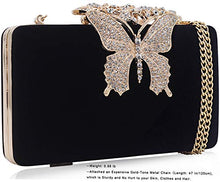 Load image into Gallery viewer, Dexmay Rhinestone Clutch Bag with Crystal Butterfly Clasp Women Evening Handbag Formal Party Purse