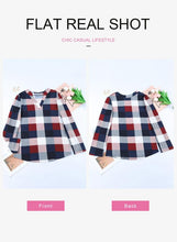 Load image into Gallery viewer, Womens Basic Casual V Neck Plaid Print Cotton Cuffed Long Sleeve Work Tops Blouses Shirts S-3XL