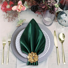 Load image into Gallery viewer, Pack of 6 Cloth Napkins And Golden Napkin Rings Set, Square Satin Dinner Table Napkins