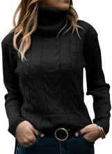 Load image into Gallery viewer, Women&#39;s Turtleneck Long Sleeve Cable Knit Sweaters for Fall &amp; Winter