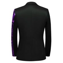 Load image into Gallery viewer, Men Black Sequin Shiny Prom Suit Jacket One Button Slim Fit, Perfect for Musicians, Event Hosts, and Event Managers