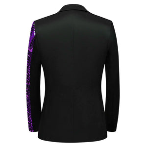 Men Black Sequin Shiny Prom Suit Jacket One Button Slim Fit, Perfect for Musicians, Event Hosts, and Event Managers