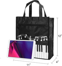 Load image into Gallery viewer, BestSounds Piano Keys Music Waterproof Oxford Cloth Handbag Tote Shopping Book Bag Gift for Kids &amp; Students(Black) 2