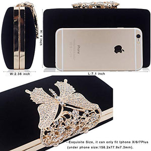 Dexmay Rhinestone Clutch Bag with Crystal Butterfly Clasp Women Evening Handbag Formal Party Purse