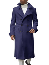 Load image into Gallery viewer, Ebifin Men&#39;s Notch Lapel Double Breasted Long Trench Coat Casual Cotton Blend Peacoat