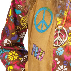 Embrace the groovy spirit of Halloween with our Peace, Love, and Hippie costume! Fun World Girls Costume