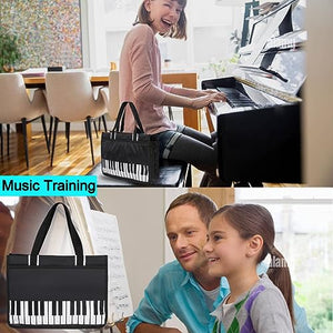 Piano Key Musical Note Tote Bag,Music Shoulder Handbag,Waterproof Nylon Cloth Womens Reusable Shopping Bags