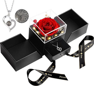 Valentines Day Gifts for Her, Preserved Real Red Rose Forever Flowers Rose