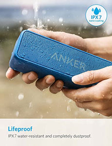 Anker Soundcore 2 Portable Bluetooth Speaker with 12W Stereo Sound, Bluetooth 5, Bassup, IPX7 Waterproof, 24-Hour Playtime, Wireless Stereo Pairing, Speaker for Home, Outdoors, Travel