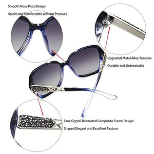 LECKIRUT Oversized Sunglasses for Women Polarized UV Protection Classic Fashion Ladies Shades Black Frame Gray Lens