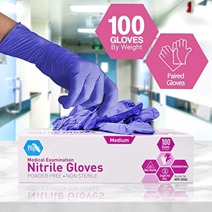 MedPride Powder-Free Nitrile Exam Gloves, Iris Blue, Multiple Choices