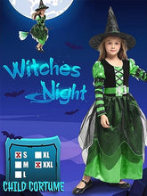 Load image into Gallery viewer, Narecte Halloween Costumes for Girls Halloween Costumes,Witch Costume for Girls Witch Costume,Kids Witch Costume