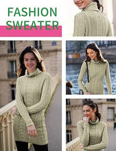 Load image into Gallery viewer, Women Polo Neck Long Slim Fitted Dress Bodycon Turtleneck Cable Knit Sweater