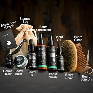 Beard Grooming Kit, Valentines Gifts for Men with Beard Oil, Balm, Wash, Brush, Comb & More