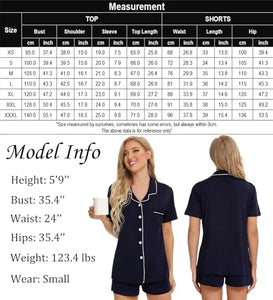 SWOMOG Womens Button Down Pajamas Set Short Sleeve Sleepwear Bride Soft Pj Lounge Sets XS-3XL