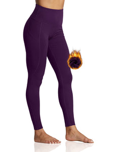 ZUTY Fleece Lined Leggings Women Winter Thermal Insulated Leggings with Pockets High Waisted Workout Yoga Pants Plus Size