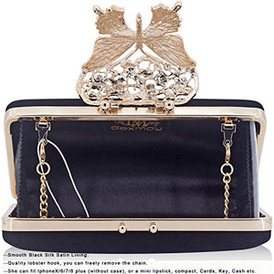 Dexmay Rhinestone Clutch Bag with Crystal Butterfly Clasp Women Evening Handbag Formal Party Purse