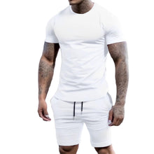 Load image into Gallery viewer, elselect Mens 2 Piece Outfits Summer Athletic Tracksuit Shorts and T-Shirt Casual Sportswear Workout Sets with Pockets