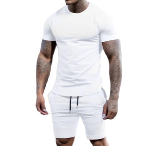 elselect Mens 2 Piece Outfits Summer Athletic Tracksuit Shorts and T-Shirt Casual Sportswear Workout Sets with Pockets