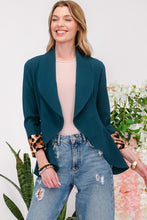 Load image into Gallery viewer, Celeste Full Size Rolled Leopard Cuff Open Front Blazer