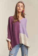 Load image into Gallery viewer, ADORA Side Slit Color Block Long Sleeve Sweater