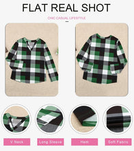 Load image into Gallery viewer, Womens Basic Casual V Neck Plaid Print Cotton Cuffed Long Sleeve Work Tops Blouses Shirts S-3XL