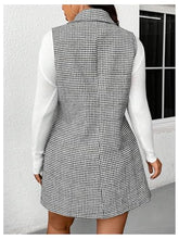 Load image into Gallery viewer, Women&#39;s Plus Size Tweed Coat Houndstooth Print Lapel Neck Single Breasted Vest Outerwear