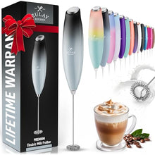 Load image into Gallery viewer, Zulay Kitchen Milk Frother Wand Drink Mixer - Durable Handheld Milk Frother Electric Whisk - Easy-Clean Milk Frother Wand &amp; Mini Blender - Electric Coffee Frother for Frappe, Matcha - Jet Black