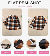 Load image into Gallery viewer, Womens Basic Casual V Neck Plaid Print Cotton Cuffed Long Sleeve Work Tops Blouses Shirts S-3XL