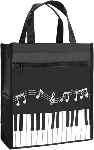 BestSounds Piano Keys Music Waterproof Oxford Cloth Handbag Tote Shopping Book Bag Gift for Kids & Students(Black) 2