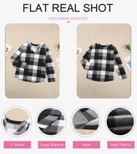 Load image into Gallery viewer, Womens Basic Casual V Neck Plaid Print Cotton Cuffed Long Sleeve Work Tops Blouses Shirts S-3XL