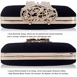 Dexmay Rhinestone Clutch Bag with Crystal Butterfly Clasp Women Evening Handbag Formal Party Purse