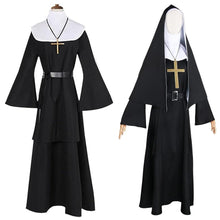 Load image into Gallery viewer, Priest Costume Women Scary Mask Scary Movie Cosplay Costume 6pcs Priest Halloween Costume Women