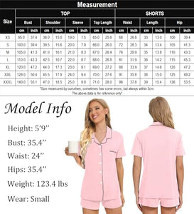 SWOMOG Womens Button Down Pajamas Set Short Sleeve Sleepwear Bride Soft Pj Lounge Sets XS-3XL