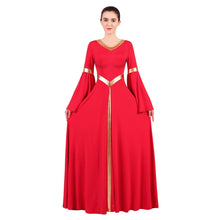 Load image into Gallery viewer, ODASDO Women Praise Dance Dresses Liturgical Worship Dancewear Golden Metallic Loose Fit Full Length Robe