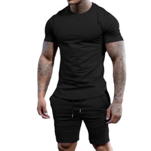 Load image into Gallery viewer, elselect Mens 2 Piece Outfits Summer Athletic Tracksuit Shorts and T-Shirt Casual Sportswear Workout Sets with Pockets