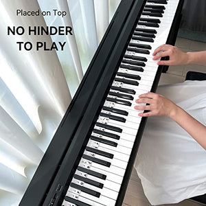 Piano Notes Guide for Beginner, Removable Piano Keyboard Note Labels for Learning, 88-Key Full Size, Made of Silicone, No Need Stickers, Reusable