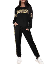 Load image into Gallery viewer, Leopard Sweatsuits Women 2 Piece Sets Crew neck Long Sleeve Tops Pants, Tracksuit with Pockets