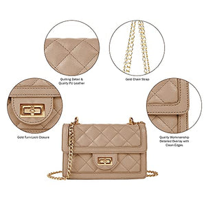 SG SUGU Small Quilted Crossbody Bag, Trendy Designer Mini Shoulder Bag, Phone Wallet Purse for Women