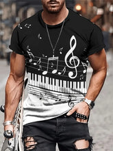 Load image into Gallery viewer, Men&#39;s Piano Art Tee - Stylish Graphic, Short Sleeve, Crew Neck - Comfortable Outdoor Clothing for Fashion-Forward Gentlemen-L