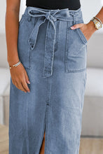 Load image into Gallery viewer, Tied Slit Denim Skirt For Girls and Women