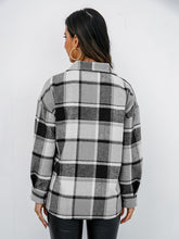 Load image into Gallery viewer, Shiny Plaid Button Up Collared Neck Jacket