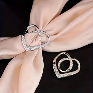 Heart Shape Alloy Scarf Buckle Inlaid Rhinestone Faux Pearl Clothes Knotted Buckle Clothing Accessories